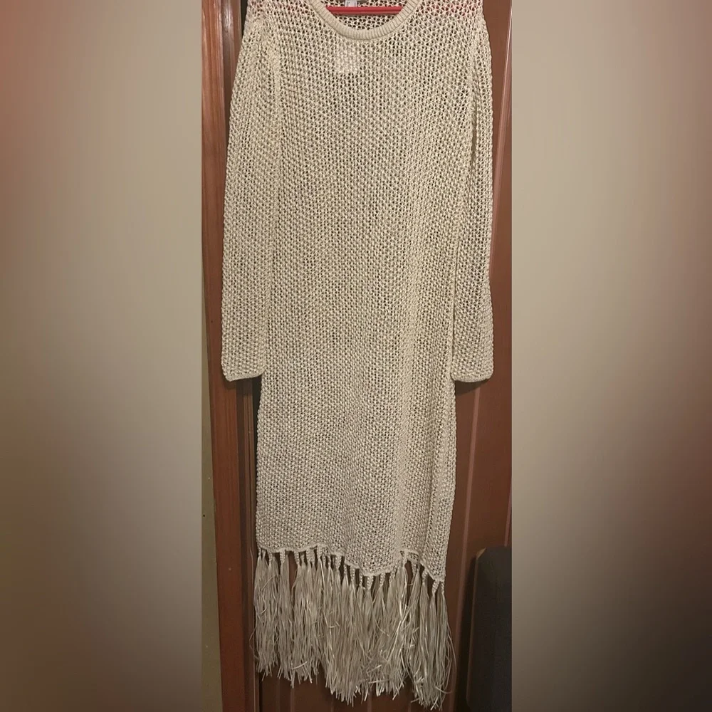 H&M Crochet look Dress beige NWT SOLD OUT SIZE XL - Picture 6 of 11